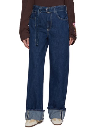 Main View - Click To Enlarge - FREE PEOPLE - East Bay Cuffed Dark Wash Jeans