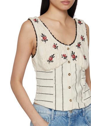  - FREE PEOPLE - Sleeveless Rose Bud Embroidered Knit Top