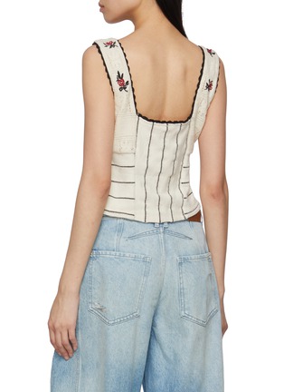 Back View - Click To Enlarge - FREE PEOPLE - Sleeveless Rose Bud Embroidered Knit Top