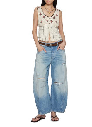 Figure View - Click To Enlarge - FREE PEOPLE - Sleeveless Rose Bud Embroidered Knit Top