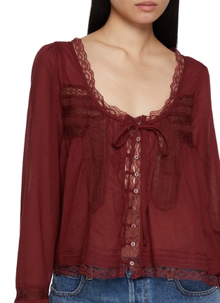  - FREE PEOPLE - Evermore Lace Trim Long Sleeve Top