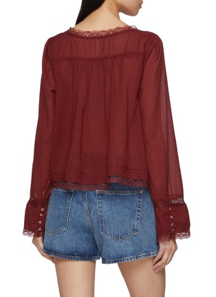 Back View - Click To Enlarge - FREE PEOPLE - Evermore Lace Trim Long Sleeve Top