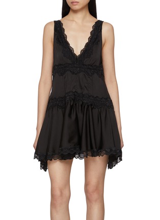 Main View - Click To Enlarge - FREE PEOPLE - In This Groove Lace Trim Mini Slip Dress