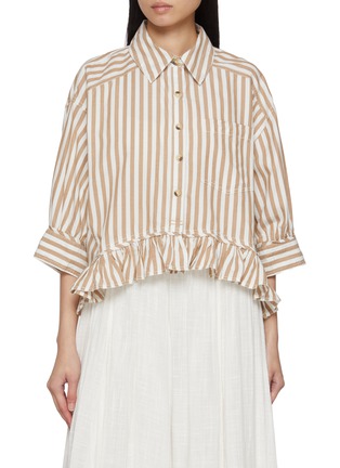 Main View - Click To Enlarge - FREE PEOPLE - Bailey Striped Cotton Shirt