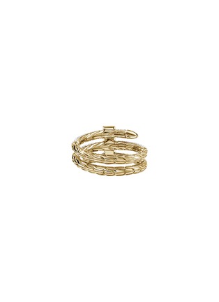 Detail View - Click To Enlarge - JOHN HARDY - Spear 18K Gold Diamond Garnet Gold Double Coil Ring — Size 8