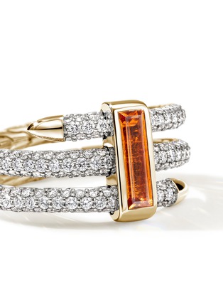 Detail View - Click To Enlarge - JOHN HARDY - Spear 18K Gold Diamond Garnet Gold Double Coil Ring — Size 8