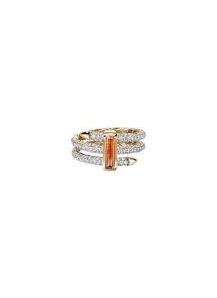 Main View - Click To Enlarge - JOHN HARDY - Spear 18K Gold Diamond Garnet Gold Double Coil Ring — Size 8
