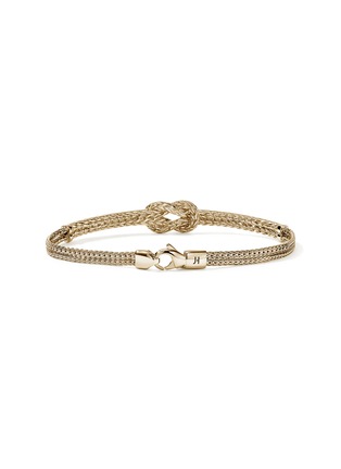 Detail View - Click To Enlarge - JOHN HARDY - Love Knot 14K Gold Diamond Pavé Chain Double Row Bracelet — Size UM