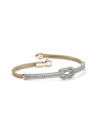 Detail View - Click To Enlarge - JOHN HARDY - Love Knot 14K Gold Diamond Pavé Chain Double Row Bracelet — Size UM