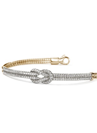 - JOHN HARDY - Love Knot 14K Gold Diamond Pavé Chain Double Row Bracelet — Size UM