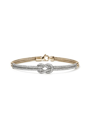 Main View - Click To Enlarge - JOHN HARDY - Love Knot 14K Gold Diamond Pavé Chain Double Row Bracelet — Size UM