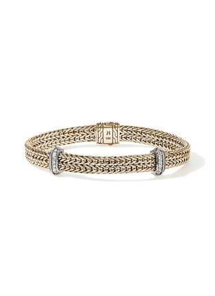 Main View - Click To Enlarge - JOHN HARDY - Icon Link 14K Gold Diamond Flat Chain Bracelet — Size US