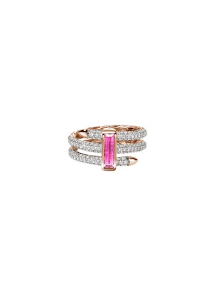 Main View - Click To Enlarge - JOHN HARDY - Spear 18K Rose Diamond Rubelite Gold Double Coil Ring — Size 8
