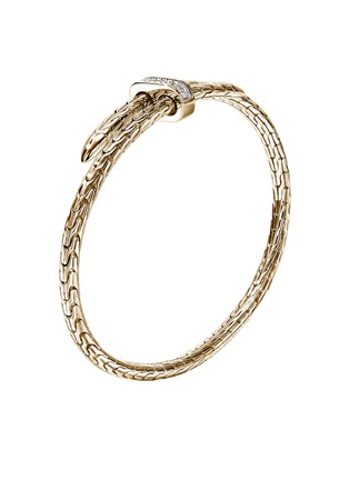 Detail View - Click To Enlarge - JOHN HARDY - Spear 14K Gold Diamond Flex Cuff — Size M