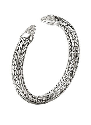 Detail View - Click To Enlarge - JOHN HARDY - Spear 50 Sterling Silver Diamond Flex Cuff — Size M