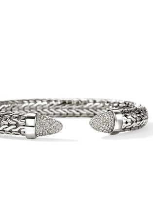  - JOHN HARDY - Spear 50 Sterling Silver Diamond Flex Cuff — Size M