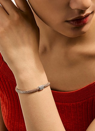  - JOHN HARDY - Icon 14K Rose Gold Diamond Bracelet — Size US