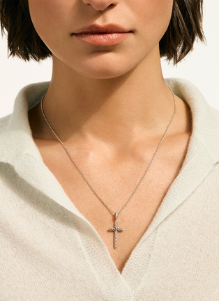  - JOHN HARDY - JH Essentials Spiritual Sterling Silver Cross Pendant Rolo Chain Necklace — Size 16-18