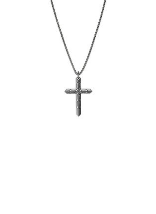 Detail View - Click To Enlarge - JOHN HARDY - Icon 50 Sterling Silver Black Rhodium Cross Pendant Box Chain Necklace — Size 24