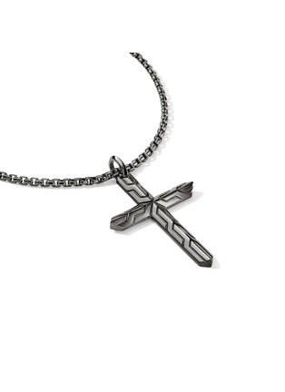  - JOHN HARDY - Icon 50 Sterling Silver Black Rhodium Cross Pendant Box Chain Necklace — Size 24