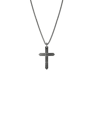 Main View - Click To Enlarge - JOHN HARDY - Icon 50 Sterling Silver Black Rhodium Cross Pendant Box Chain Necklace — Size 24