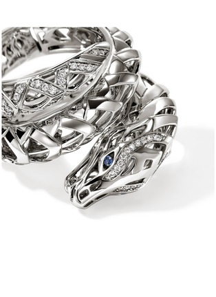 Detail View - Click To Enlarge - JOHN HARDY - Legends Naga Sterling Silver Diamond Pavé Sapphire Double Wrap Ring — Size 8