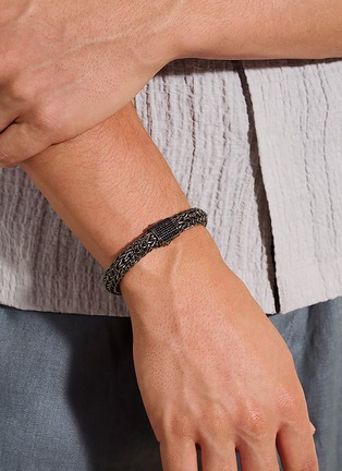  - JOHN HARDY - Icon Sterling Silver Black Rhodium Sapphire Large Bracelet — Size UM