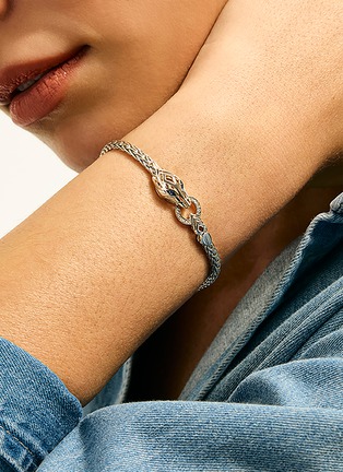  - JOHN HARDY - Legends Naga Sterling Silver Diamond Pavé Sapphire Slim Chain Bracelet — Size UM