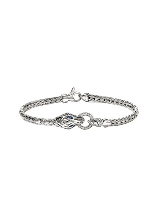 Main View - Click To Enlarge - JOHN HARDY - Legends Naga Sterling Silver Diamond Pavé Sapphire Slim Chain Bracelet — Size UM