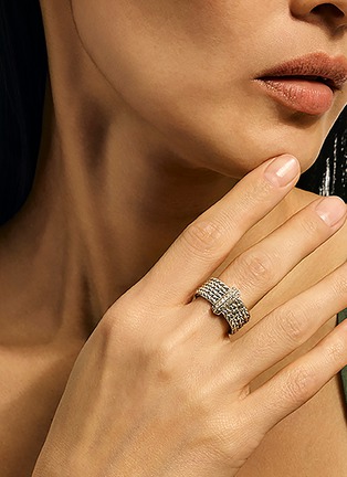  - JOHN HARDY - Icon Link Sterling Silver Diamond Pavé Band Ring — Size 9