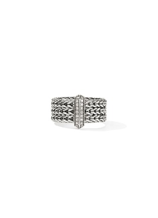 Main View - Click To Enlarge - JOHN HARDY - Icon Link Sterling Silver Diamond Pavé Band Ring — Size 9