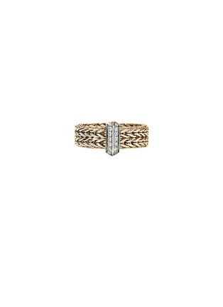 Main View - Click To Enlarge - JOHN HARDY - Icon Link 14K Gold Diamond Pavé Band Ring — Size 7