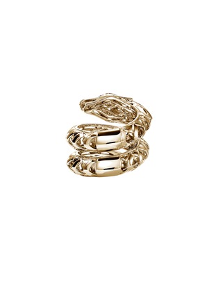 Detail View - Click To Enlarge - JOHN HARDY - Legends Naga 14K Gold Diamond Pavé Sapphire Double Wrap Ring — Size 7