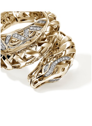 Detail View - Click To Enlarge - JOHN HARDY - Legends Naga 14K Gold Diamond Pavé Sapphire Double Wrap Ring — Size 7