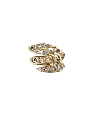 Main View - Click To Enlarge - JOHN HARDY - Legends Naga 14K Gold Diamond Pavé Sapphire Double Wrap Ring — Size 7