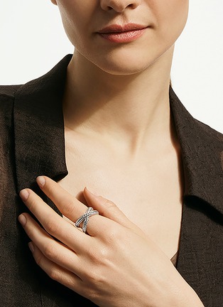  - JOHN HARDY - Icon Chevron Sterling Silver Chain Crossover Ring — Size 7