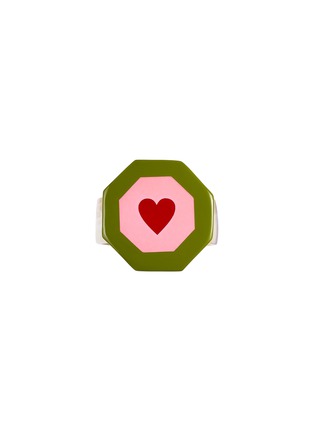 Main View - Click To Enlarge - SUMMERILL & BISHOP - Heart Lacquer and Horn Napkin Ring — Green