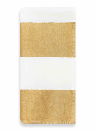 Detail View - Click To Enlarge - SUMMERILL & BISHOP - Stripe Linen Napkin — Gold