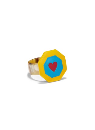 Detail View - Click To Enlarge - SUMMERILL & BISHOP - Heart Lacquer and Horn Napkin Ring — Yellow