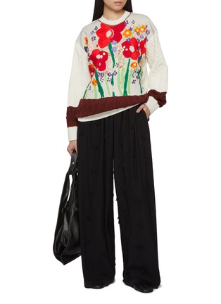 Figure View - Click To Enlarge - ODAKHA - Crushed Floral Pleated Pants