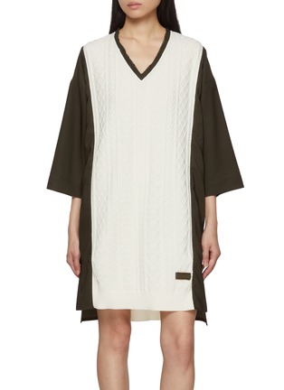 Main View - Click To Enlarge - ODAKHA - Cable Knit Combination Dress