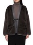 KRUF Long Sleeve Leather Trim Mink Fur Kimono Jacket