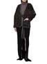 Figure View - Click To Enlarge - KRUF - Long Sleeve Leather Trim Mink Fur Kimono Jacket