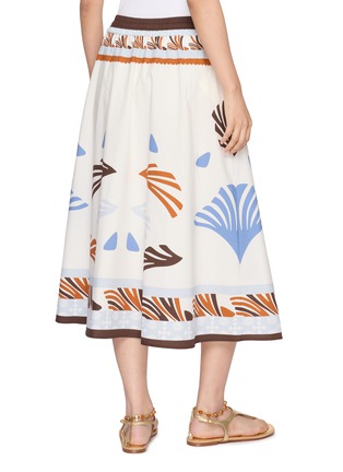Back View - Click To Enlarge - HERNO - Flared Drawstring Waistband Printed Cotton Skirt