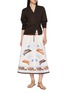 Figure View - Click To Enlarge - HERNO - Flared Drawstring Waistband Printed Cotton Skirt