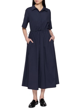 Figure View - Click To Enlarge - HERNO - Short Sleeve Drawstring Waist Shirt Dress