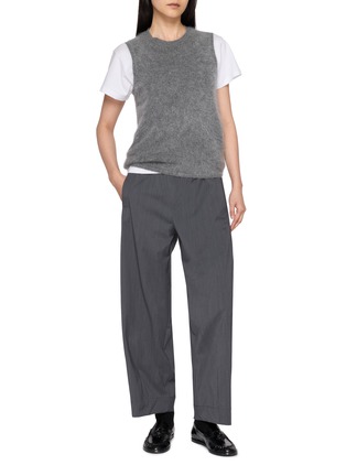 Figure View - Click To Enlarge - HERNO - Wide Leg Elasticated Waistband Wool Blend Pants