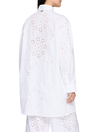 Back View - Click To Enlarge - HERNO - Long Sleeve Eyelet Embroidered Cotton Blend Shirt
