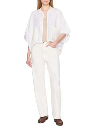 Figure View - Click To Enlarge - HERNO - Batwing Sleeve Zip Up Poncho Silk Nylon Vest