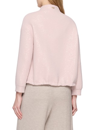 Back View - Click To Enlarge - HERNO - Zip Up Stand Collar Sequin Textured Jacket